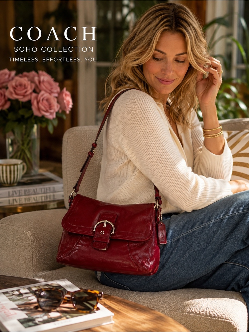 Coach SoHo 2012 Burgundy F19709 Front Flap Shoulder Bag With Hangtag & Dust Bag